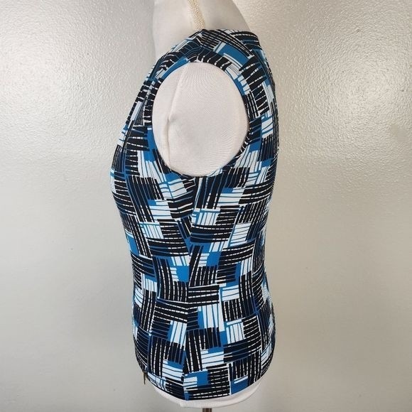 Calvin Klein Blue & Black Colorblock Sleeveless Blouse Size Small Petite - Picture 7 of 8